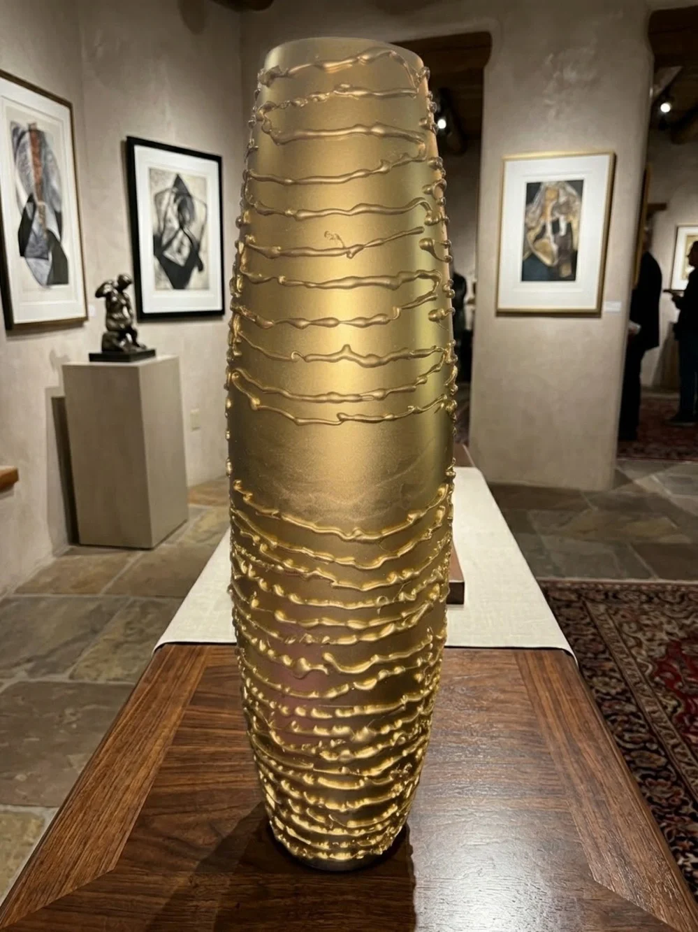 SO&SEWS Handcrafted Gold Glass Hand-Textured Vase